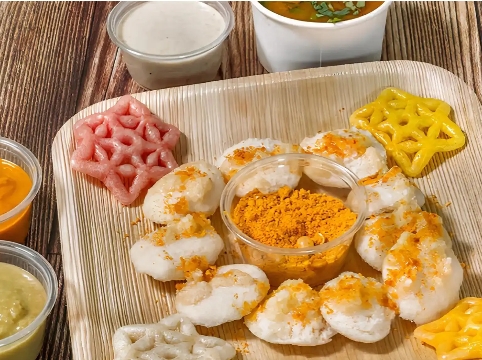 Authentic Samosa Chaat with chickpeas and chutney